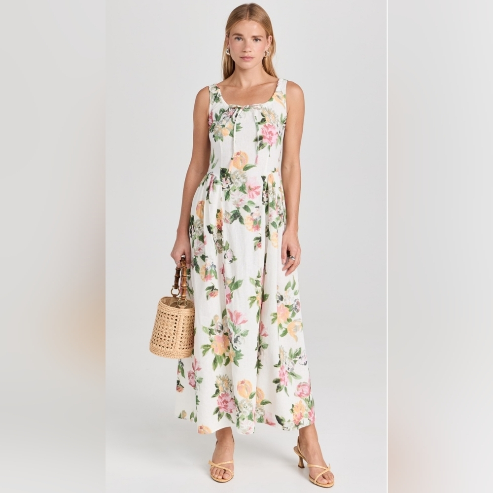 Tach Shisha Linen Floral Maxi Dress Multicolor Size XS